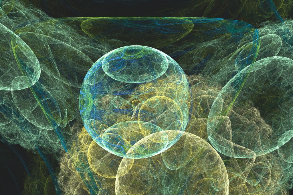 Middle page, MICROBIOME, Kontakt os, green bubbles on dark green background
