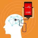 Forside, BAT CAG, en sihuet af en mand, hans neurotransmittere og en mobiltelefon