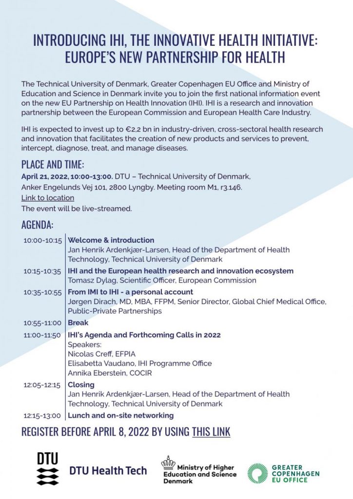 The Innovative Health Initiative (IHI), agenda, 21.04.2022